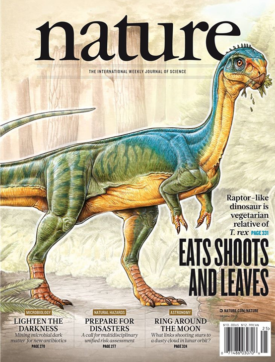 2015年6 月18日出刊的《自然》（Nature）以迭戈蘇亞雷斯智利龍（Chilesaurus diegosuarezi）為封面。
