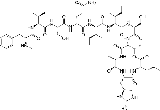 teixobactin的結構。圖片來源：wiki