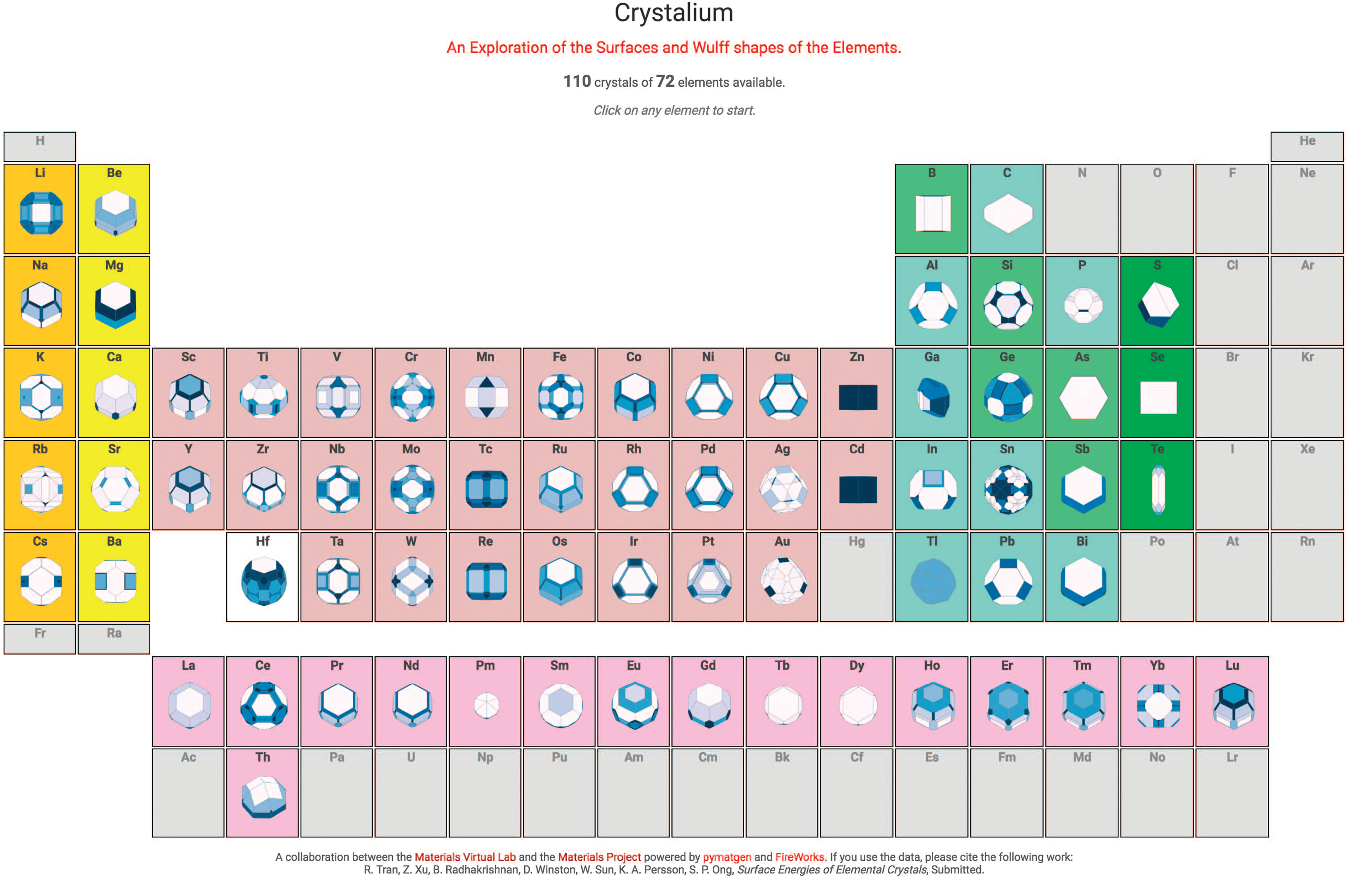 Screenshot of the Crystalium web application
